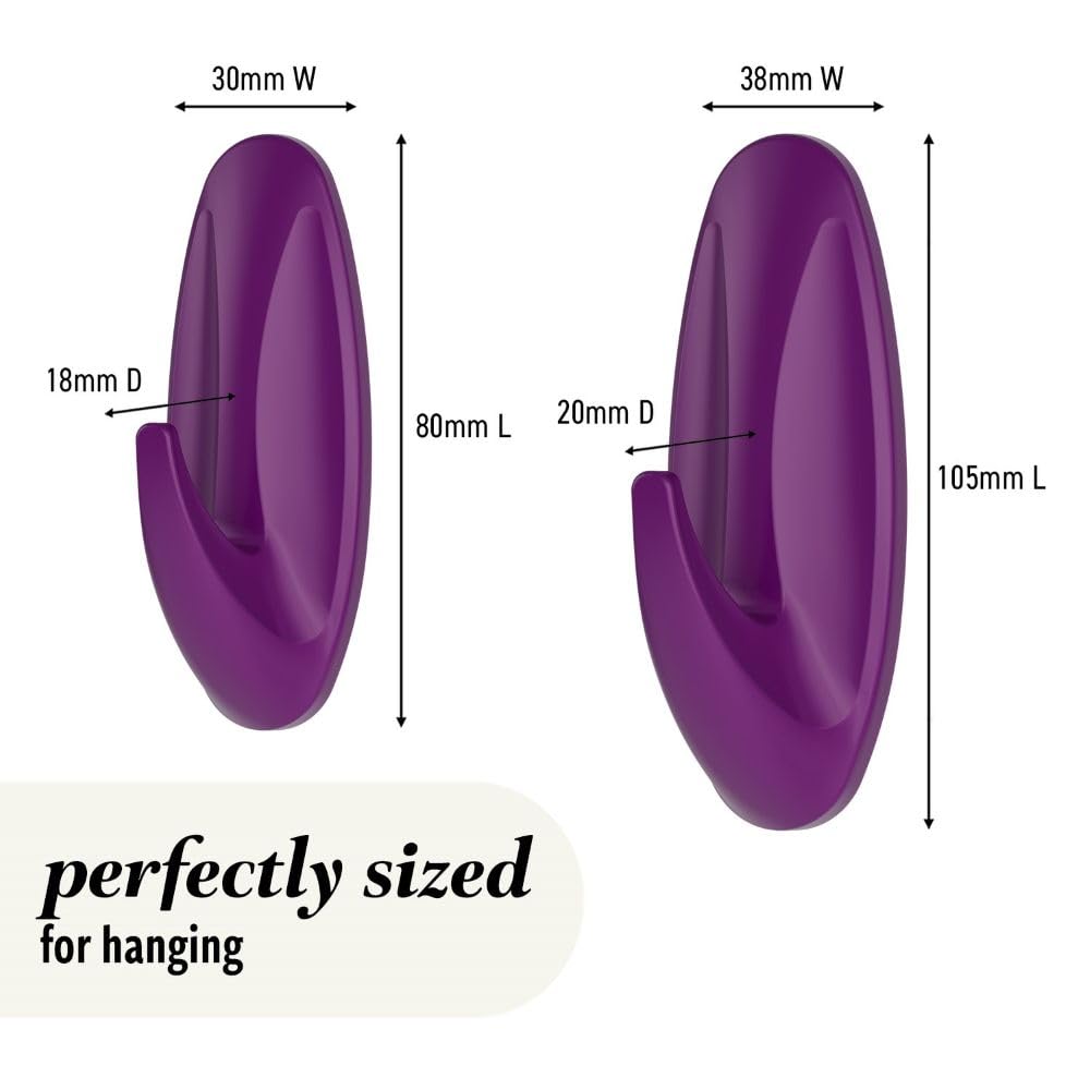 Command Designer Adhesive Hooks - Limited Edition Candied Plum | Holds 1.3 kg | Tool-Free 2