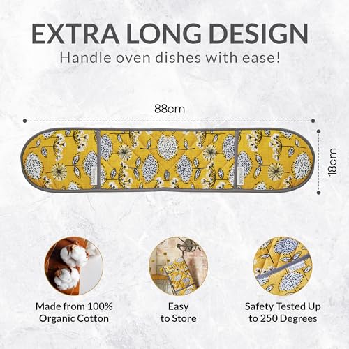 Cooksmart Double Oven Gloves - Heat Resistant Cotton Protection | Retro Meadow | DG9920 3