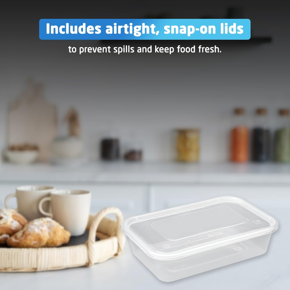 1ABOVE Secure Pack 50 x 500ML Microwave Safe Plastic Food Containers with Airtight Lids 7