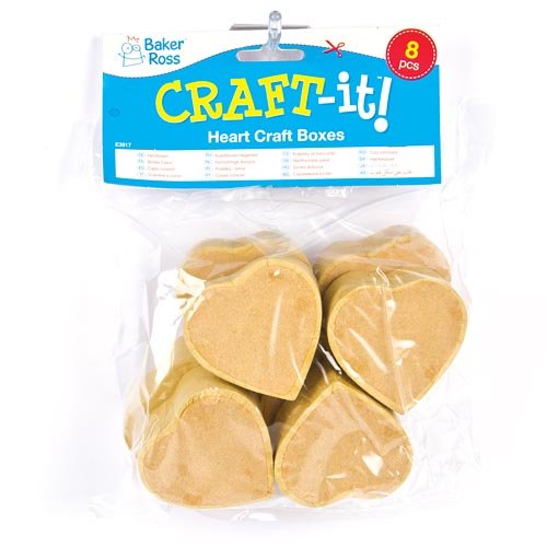 Baker Ross Heart Shaped Craft Boxes for Kids Painting & Decorating | Pack of 8 | 50mm 2