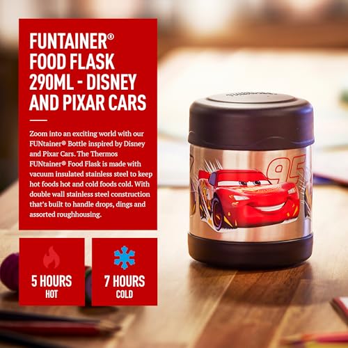 Thermos Disney Cars Food Flask - 290ml Vacuum Insulated Stainless Steel Jar | Hot 5 Hrs/Cold 7 Hrs 3