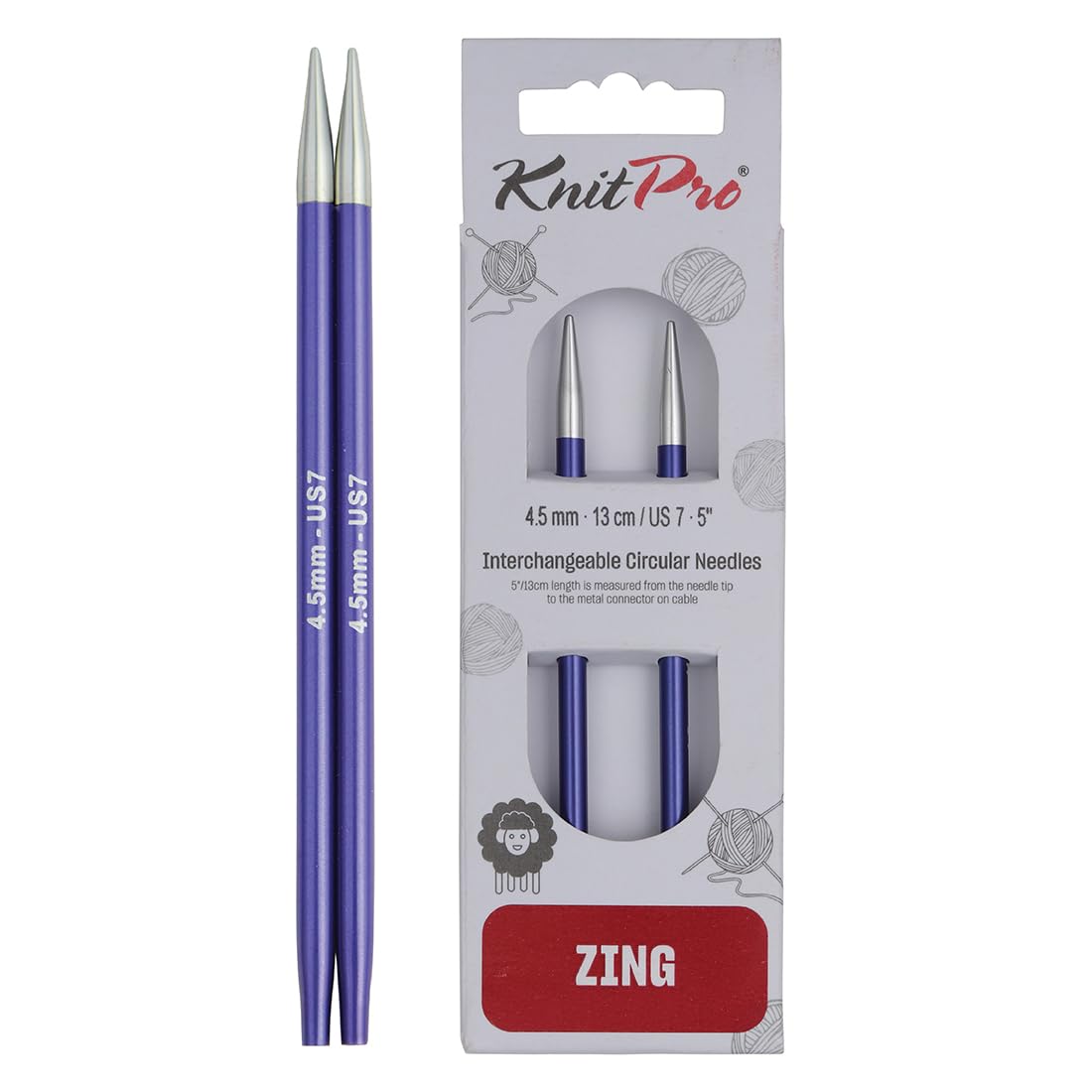 KnitPro Zing Interchangeable Circular Knitting Needles - 4.50mm | Lightweight Aluminium | Smooth Joins 1