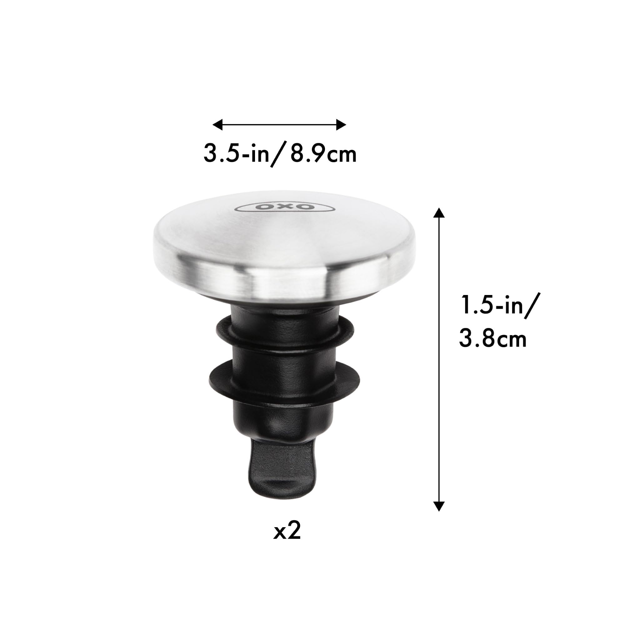 OXO Steel Spillproof Wine Stopper Set - Silicone Seal | Compact Storage | 2 Pack 5