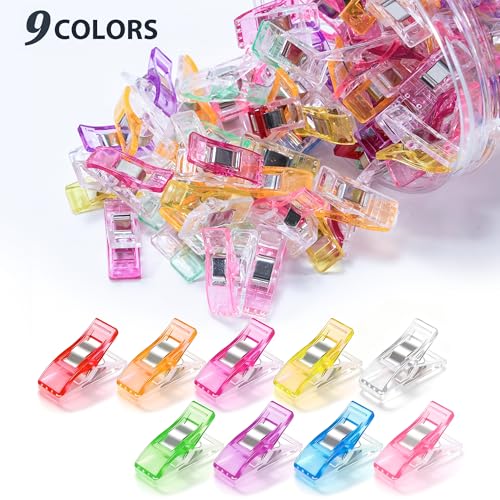 Vonsera Quilting Crafting Clips - 100 Pcs Plastic & Metal, Colorful, Non-Slip Grip