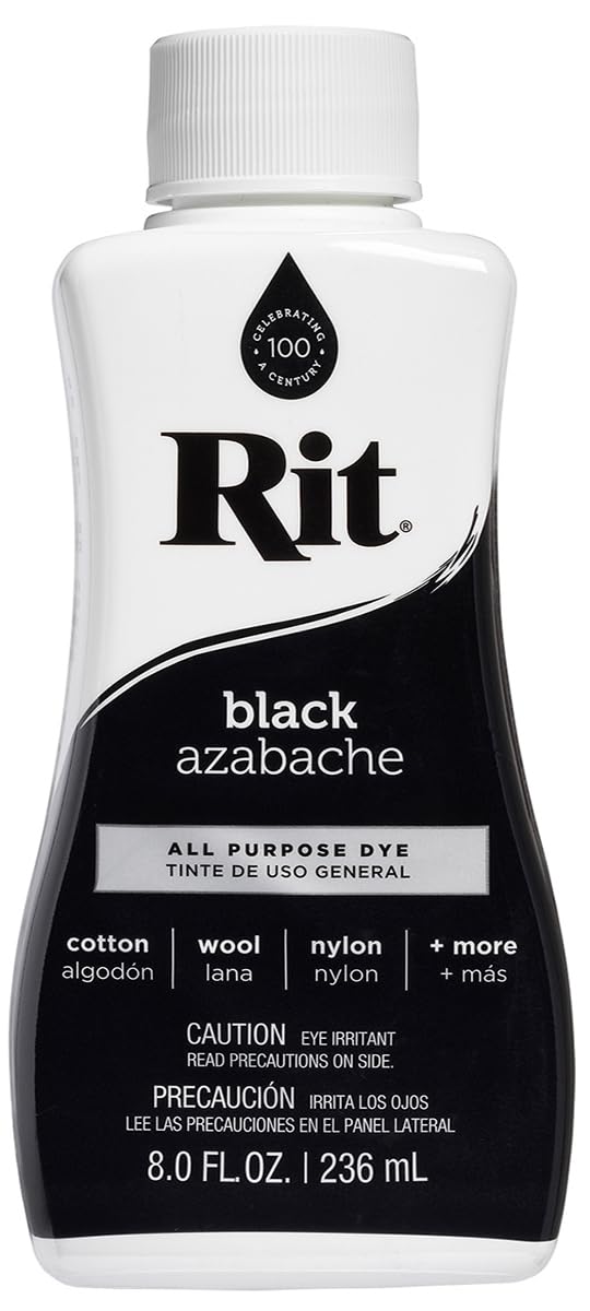 NAKOMA PRODUCTS Rit All Purpose Liquid Dye - Black | 236ml Volume | For Natural & Synthetic Fabrics 1