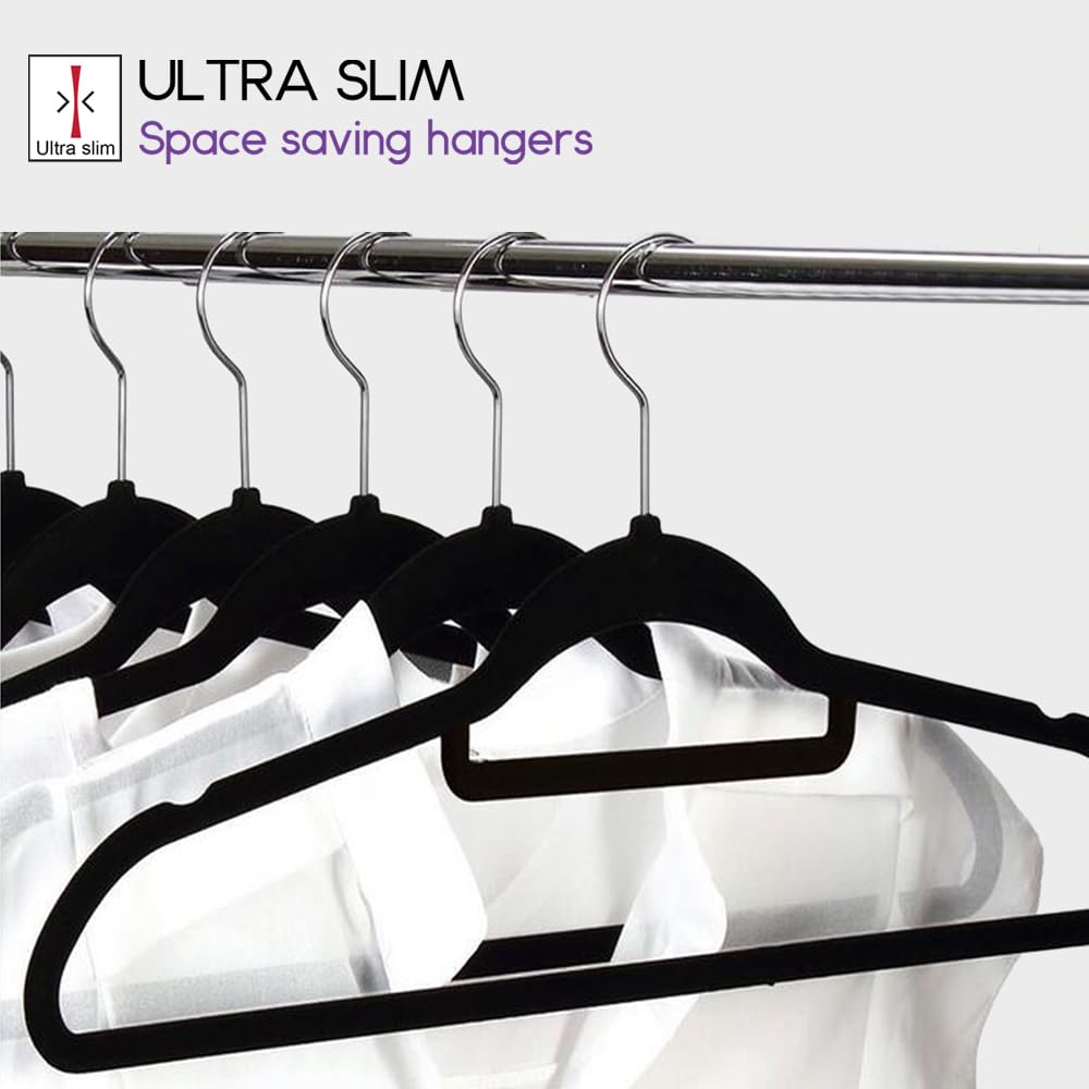 ANSIO Velvet Hangers - 10 Pack Non-Slip Ultra Thin Clothes Hangers with Tie Bar | Supports 5kg 7