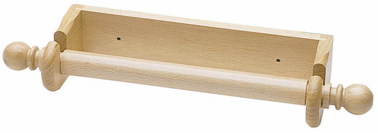 KitchenCraft Wall Mounted Paper Towel Holder - Beechwood, Space Saving Design | Fits 25 cm Rolls 1