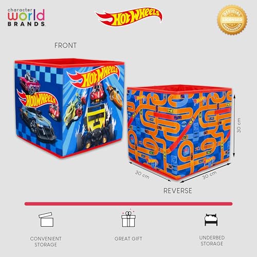 Character World Hot Wheels Officially Licensed Storage Boxes - 2 Pack | 30cm Foldable Polyester 4