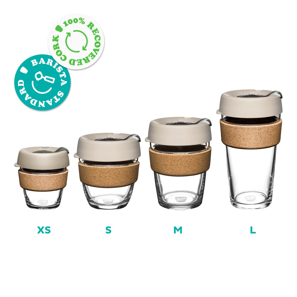 KeepCup Brew Cork Reusable Coffee Cup - Tempered Glass & Cork | 12oz/340ml | Black 6