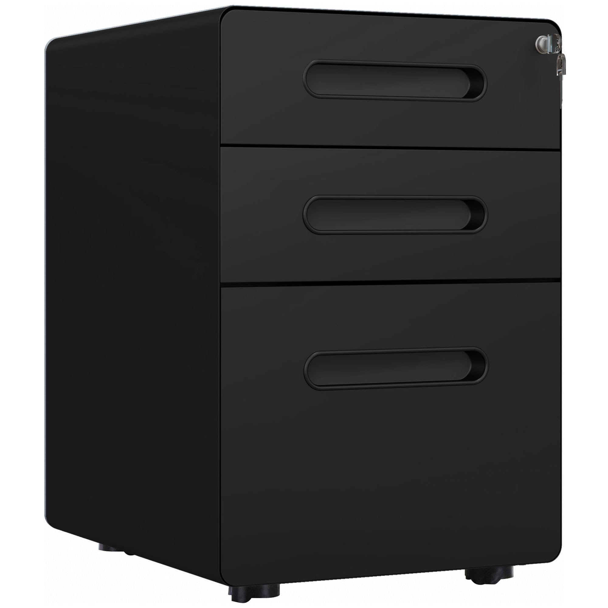 Vinsetto Lockable Mobile File Cabinet with 3 Drawers | Steel Body | Black | 39W x 48D x 59H cm