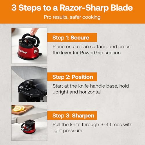 AnySharp Pro Metal Knife Sharpener - Hands-Free Safety Suction | Tungsten Carbide | Red 11