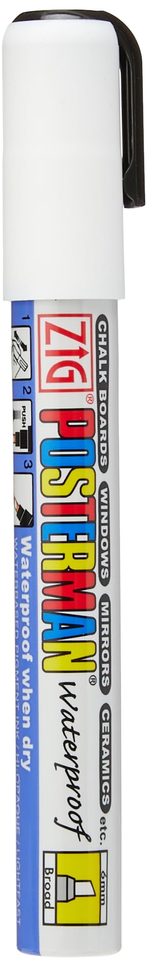 Kuretake Zig Posterman Waterproof Marker - PMA-50 | 6mm Chisel Point | White 1