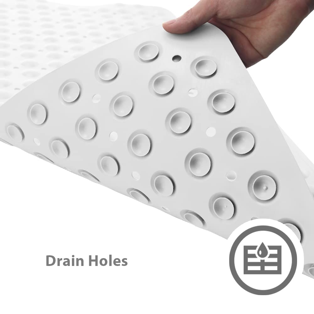ANSIO Long Non-Slip Shower Mat | Latex-Free PVC | Anti-Mould | 102 x 40cm White 5