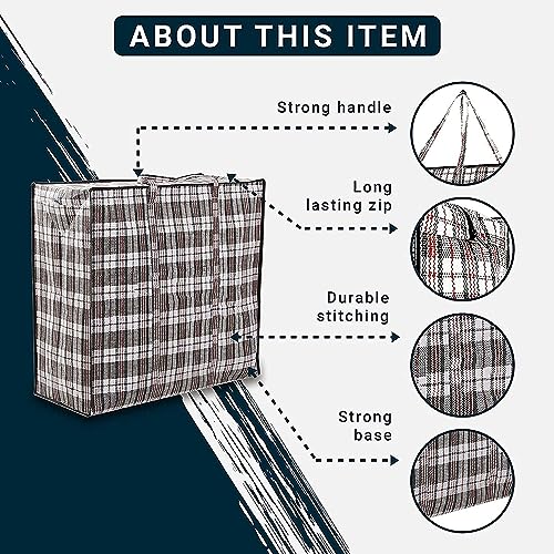 Zuvo Large Laundry Bags with Zip - 10 Pack, Waterproof, Durable Nylon Storage | 60x25x50cm 4