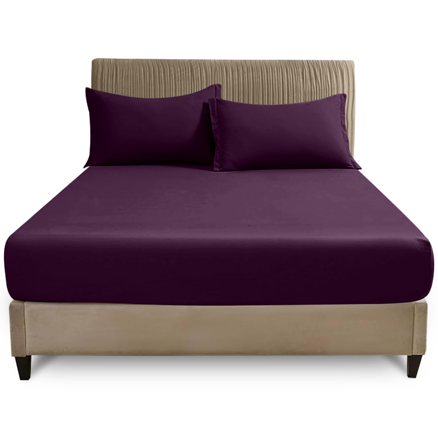 GC GAVENO CAVAILIA King Size Fitted Sheet - 50/50 Polycotton Blend | 25cm Deep Pocket | Berry 1