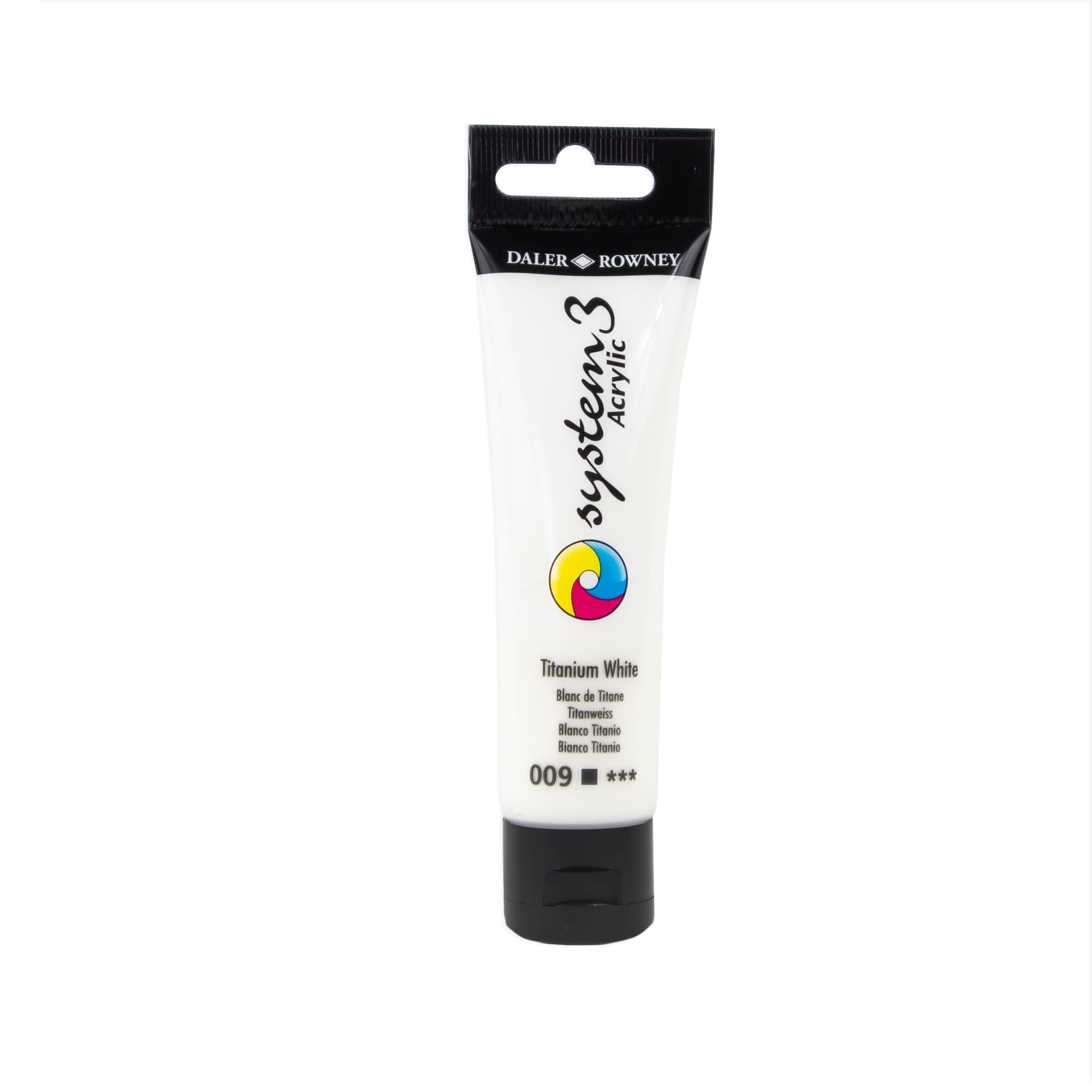 Daler Rowney System3 Acrylic Paint - Highly Pigmented | 59 ml Tube | Titanium White 1
