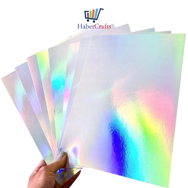 Habercrafts Holographic Card A4 Silver Rainbow 210gsm Metallic Paper | Pack of 10 Sheets 2