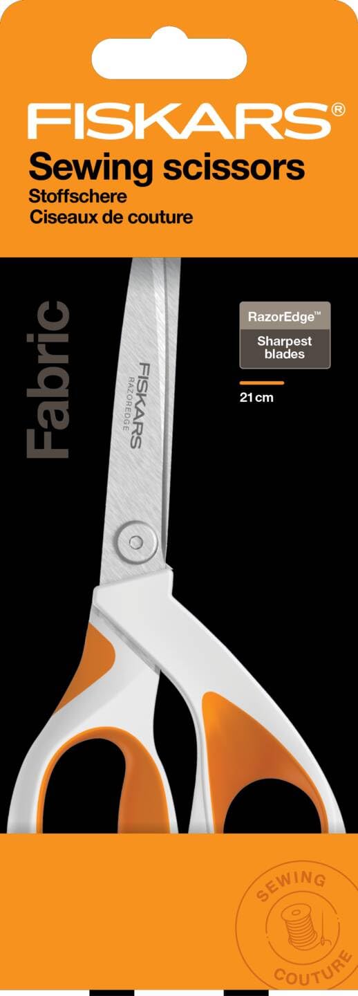 Fiskars Razor Edge Fabric Scissors - 20.7 cm Total Length | Stainless Steel Blade | White/Orange 7