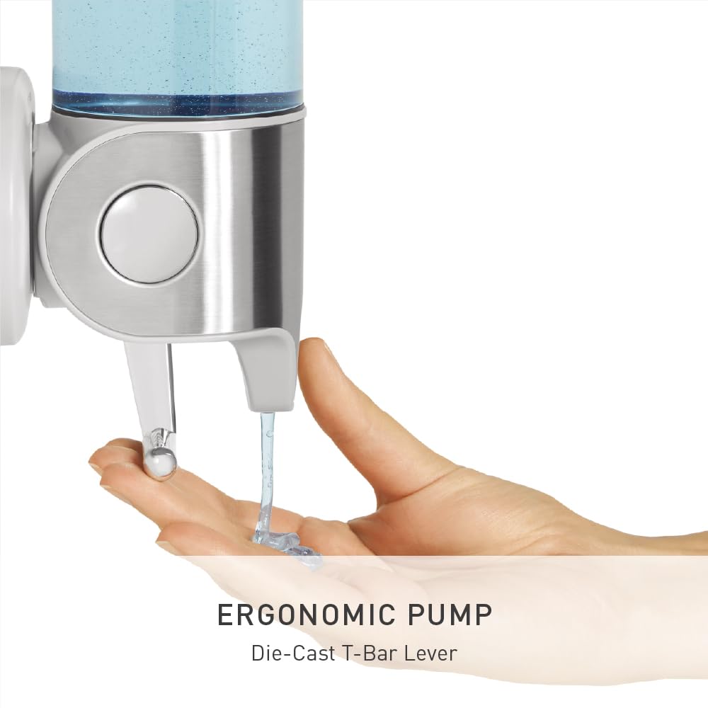 simplehuman BT1029 Triple Wall Mounted Soap Dispenser Pump | 444ml x 3 Capacity | Brushed Stainless Steel 4