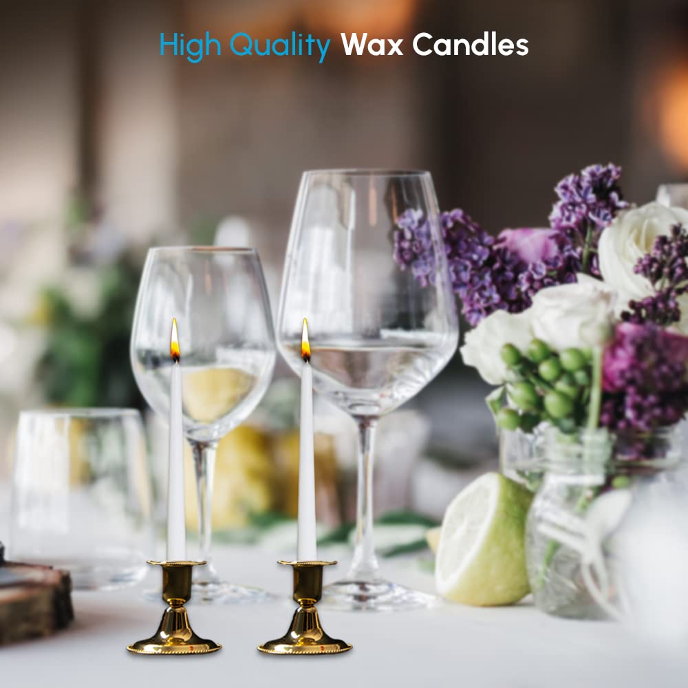 1ABOVE Unscented Tapered Dinner Candles - 50 Pack Slow Burning Smokeless White Candles 4