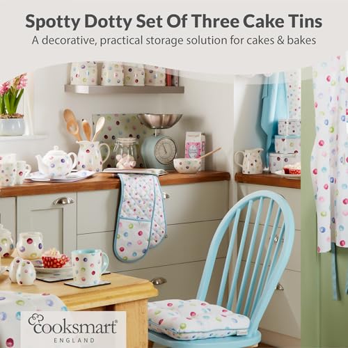 Cooksmart England Set of 3 Round Cake Storage Tins | Retro Biscuit Tin Design | Durable Tin 3