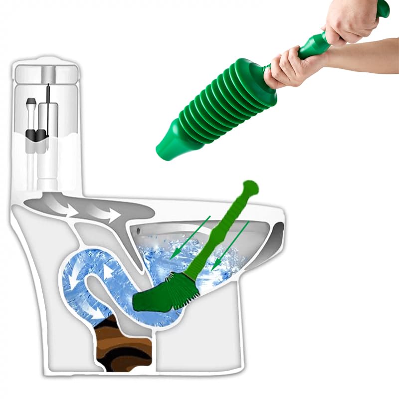 Vivo Technologies Heavy Duty Toilet Plunger - Powerful Water Pressure Unblocker | Green | 59 cm Length 3