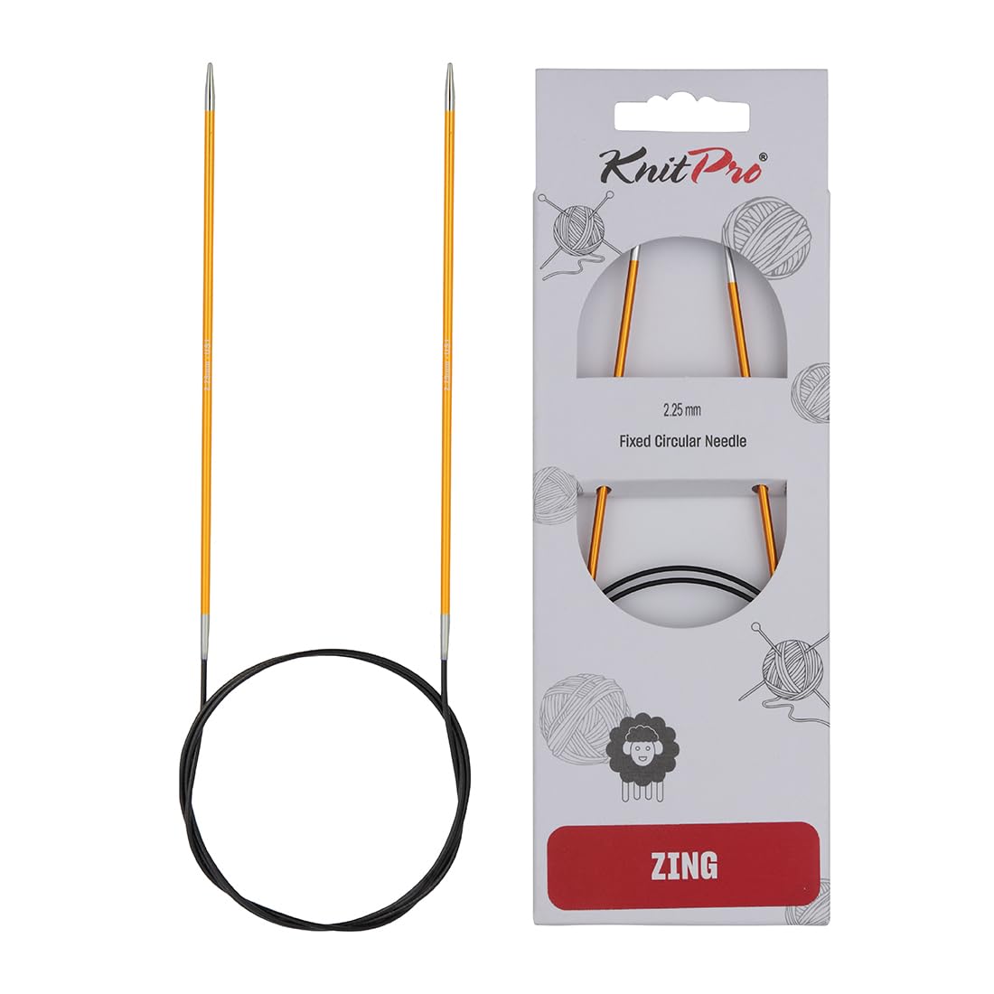 KnitPro Zing Fixed Circular Knitting Needles - 80cm Length x 2.25mm Size | Lightweight Aluminium 1