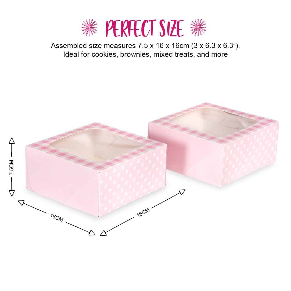 Anniversary House 2-Pack Pink Treat Boxes - Gingham & Polka Dot Print | 7.5 x 16 x 16cm 4