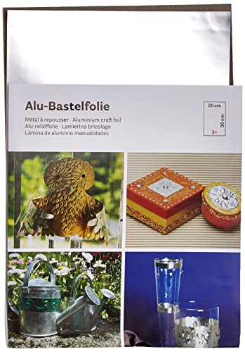 Rayher Silver Coloured Metallic Foil Sheets for Crafts - 3 Pack, 20x30cm Aluminium | Embossing Accessory 2