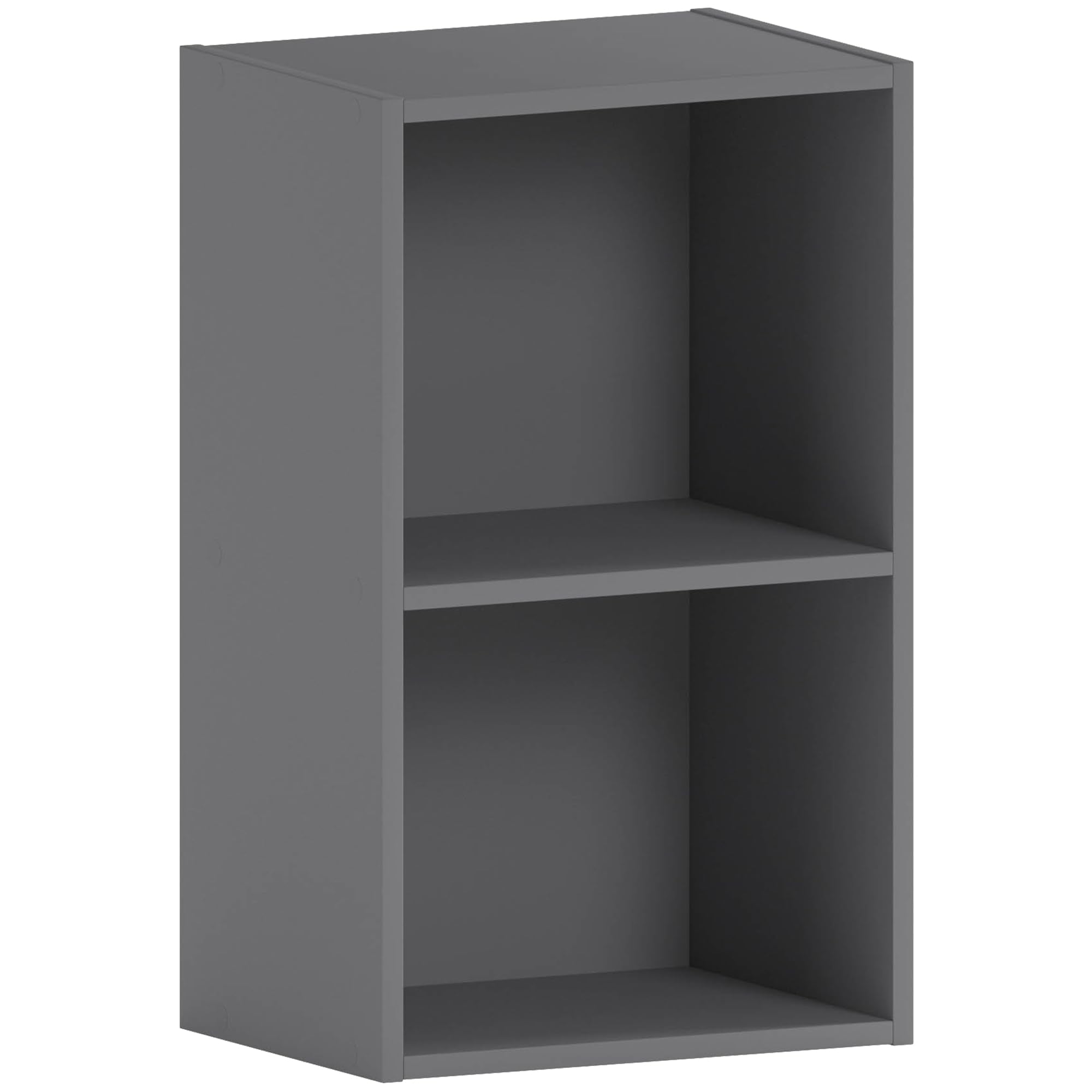 Vida Designs Oxford 2 Tier Cube Bookcase - Grey Wooden Shelving | H 54 x W 32 x D 24 Cm 1