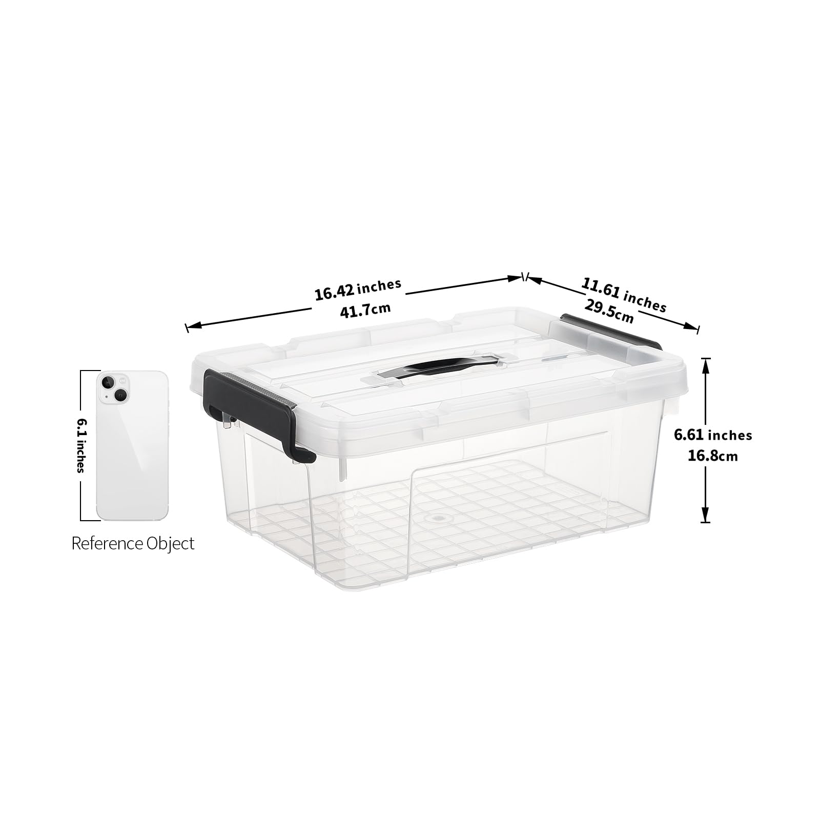 Cetomo 15L Storage Boxes with Lids, Clear Plastic Organization Totes | 6 Pack 3