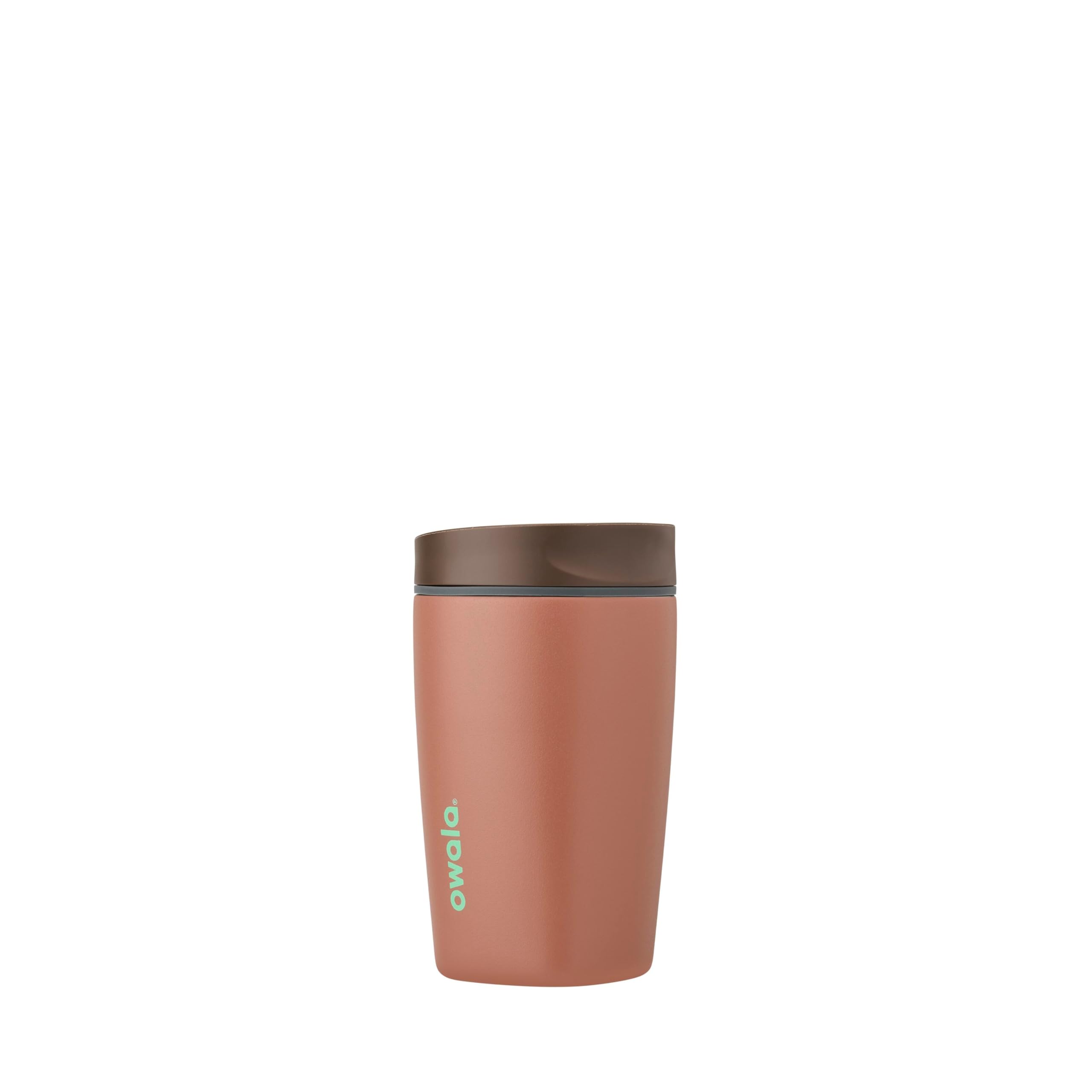 Owala SmoothSip Slider Insulated Stainless Steel Coffee Tumbler, 355ml, Cozy Cocoa