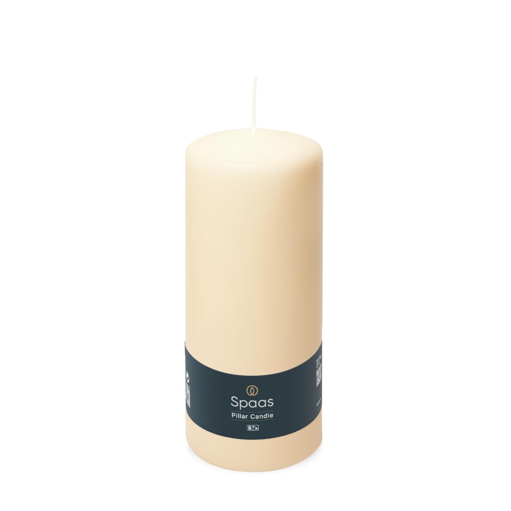Ivyline Spaas Unscented Pillar Candle | 78mm x 200mm | 90 Hour Burn Time | Ivory 1