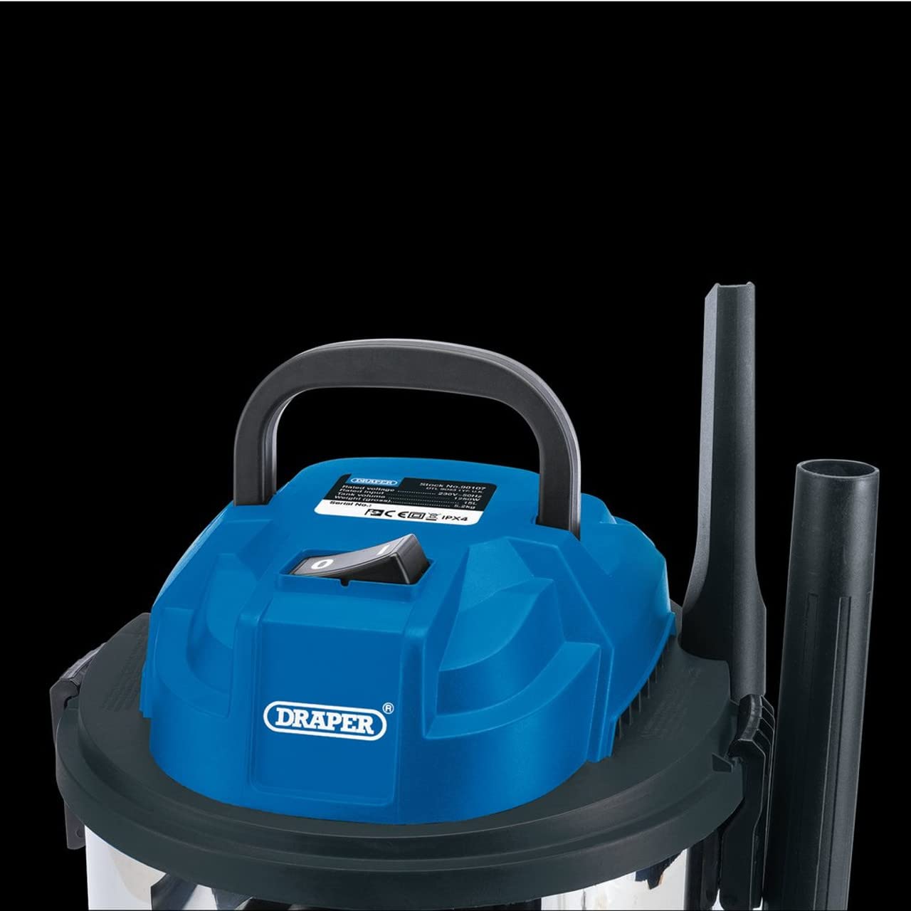 Draper 1250W 15L Wet and Dry Vacuum Cleaner | 1.5m Hose | Black/Blue 5