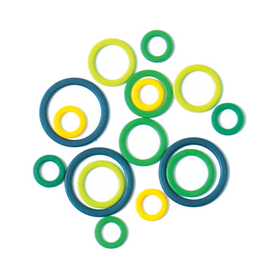 KNITPRO Stitch Ring Markers - 50 Pieces Assorted Green, Blue, Yellow Plastic for Knitting 1