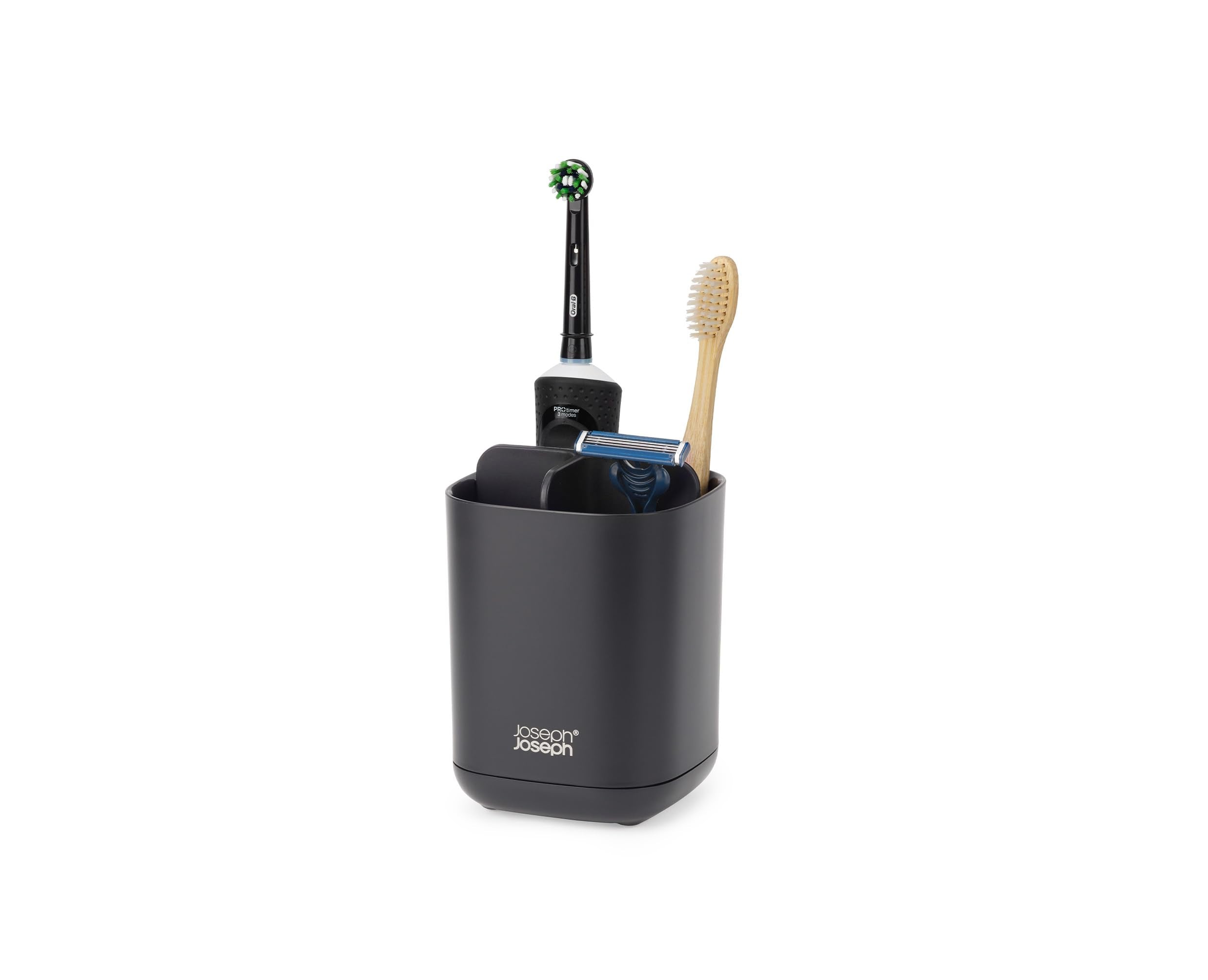Joseph Joseph Easy-Store Toothbrush Holder Caddy | Ceramic | Black | Ventilated Storage 1