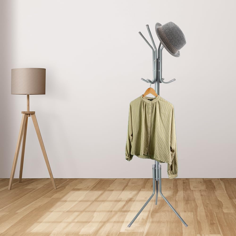 1ABOVE Metal Coat Rack - 12 Hooks Freestanding Clothes Tree | 67 Inches Height | Grey 8
