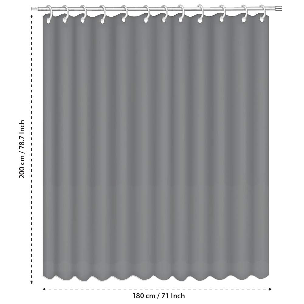 ANSIO Polyester Shower Curtain - Mould & Mildew Resistant | 180cm x 200cm | Includes Hooks 4
