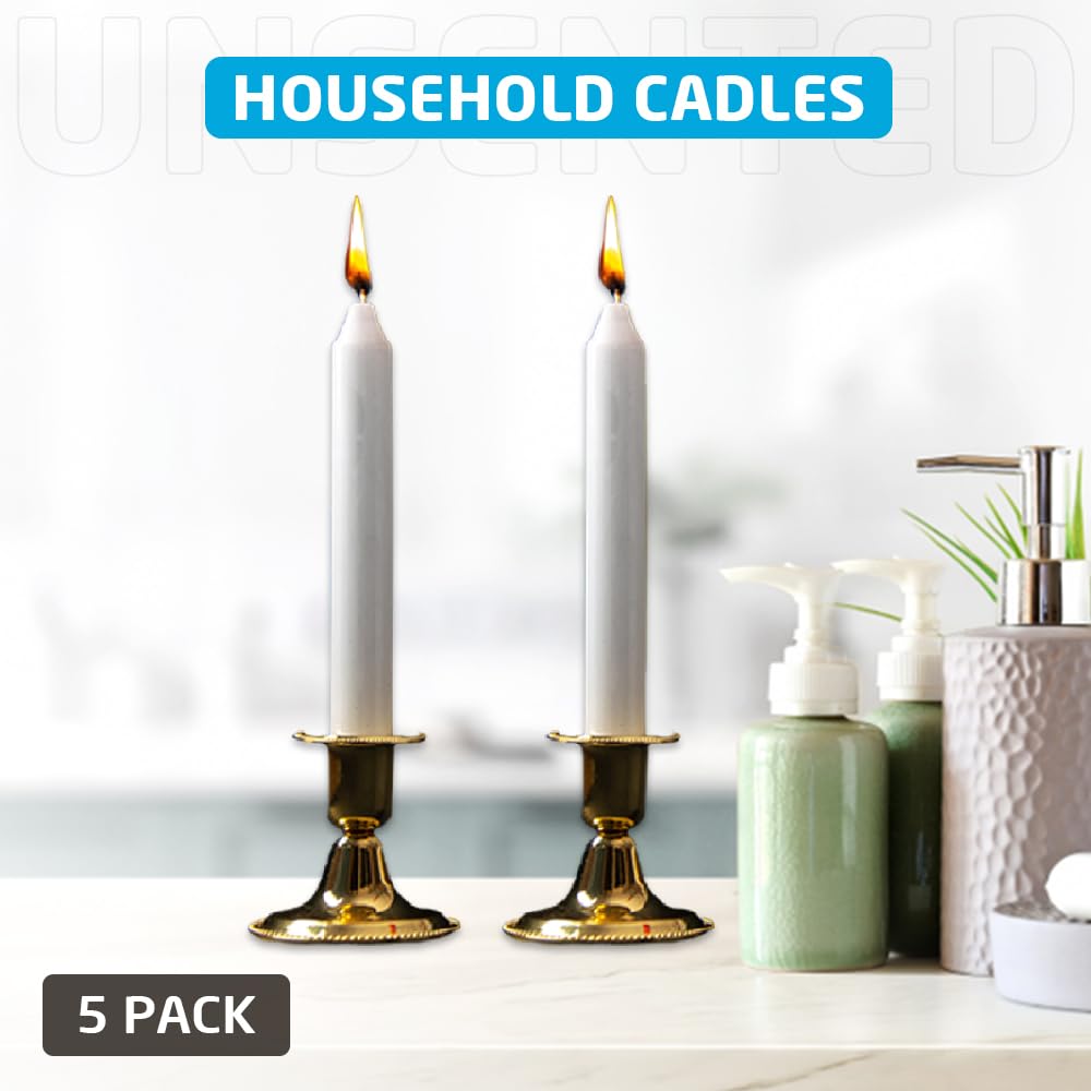 1ABOVE Household Candles - 5 Pack Unscented White Wax | 5 Hour Burn Time 3