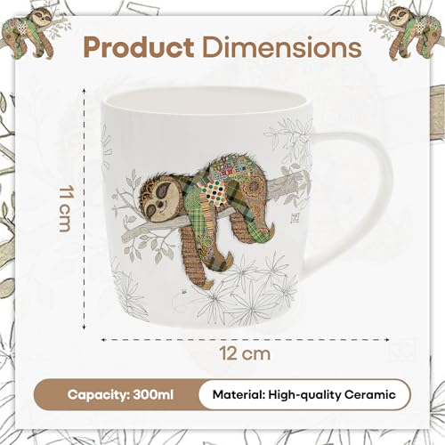 Lesser & Pavey Simon Sloth Ceramic Coffee Mug | Dishwasher Safe | 11 cm x 12 cm 2