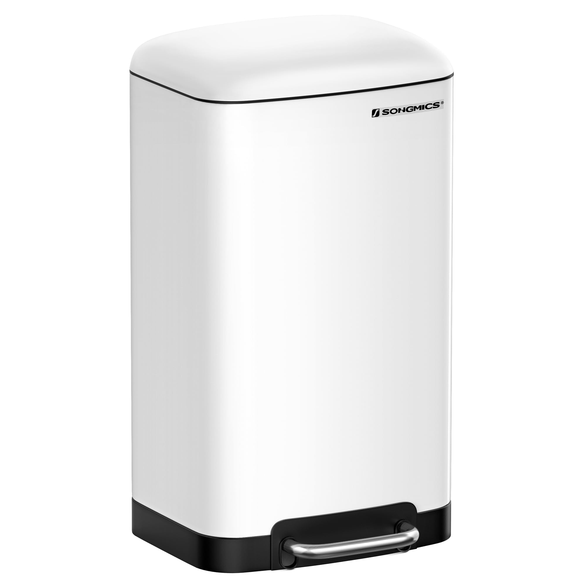 SONGMICS Kitchen Bin - 30L Capacity | Steel Pedal Bin with Soft Close Lid | White 1