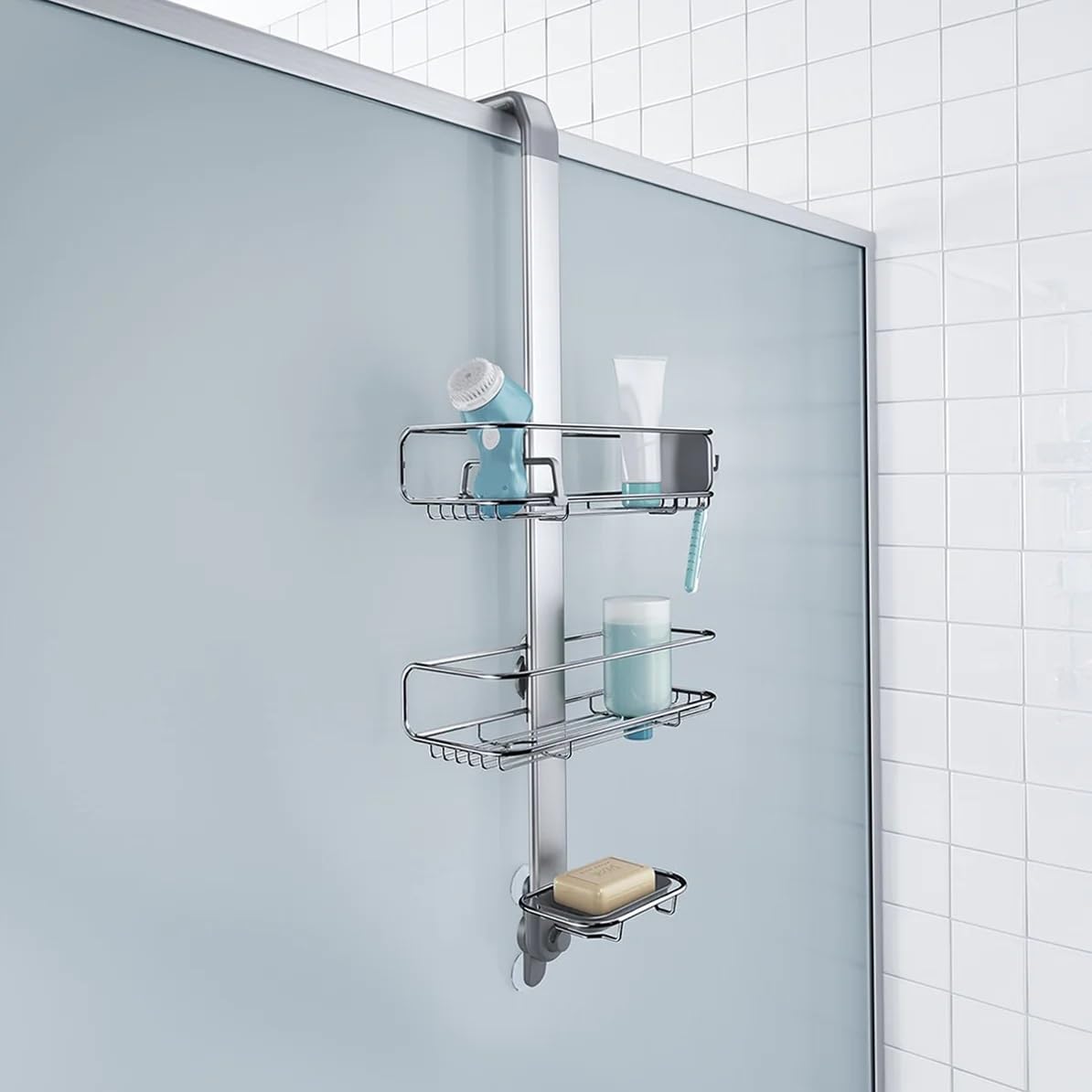 simplehuman BT1101 Over Door Shower Caddy | Adjustable Shelves | Rustproof Stainless Steel 5