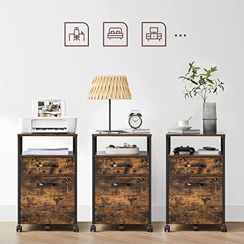 VASAGLE Mobile File Cabinet with 2 Lockable Drawers | Rustic Brown + Black | 44x42x69 cm 10
