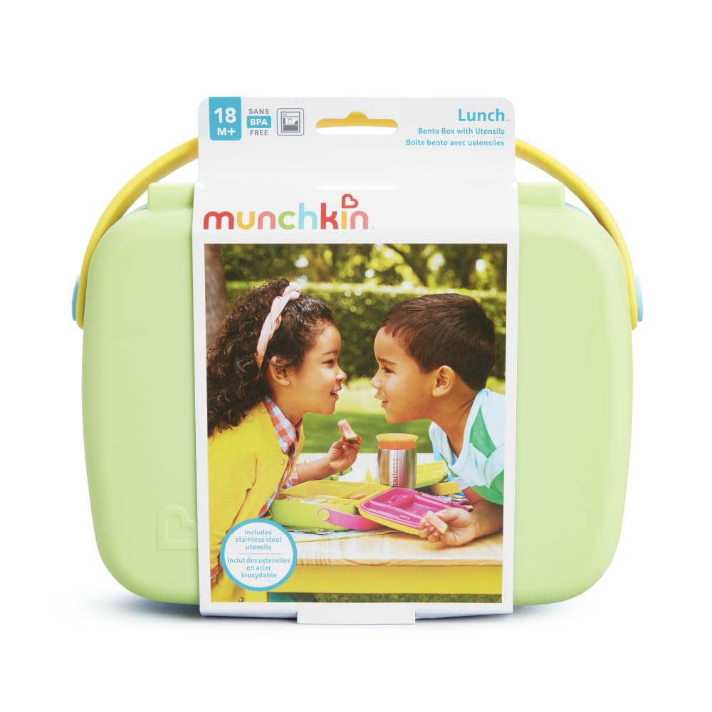 Munchkin Bento Lunch Box for Babies & Toddlers - 5 Compartment Food Container | Green | BPA Free 7