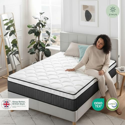 Zinus Double Memory Foam & Pocket Spring Mattress - 10'' Height | Medium Firmness | Hybrid Support | OEKO-TEX Certified 3