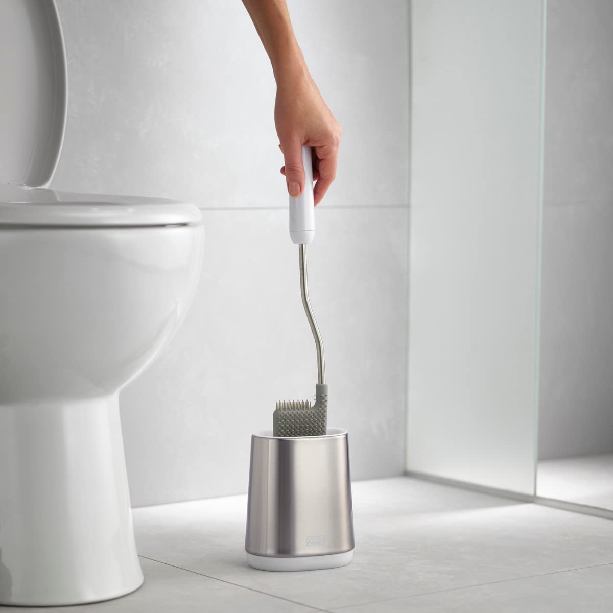 Joseph Joseph Flex Lite Silicone Toilet Brush with Slimline Holder | Anti-Drip | Stainless Steel Finish 3