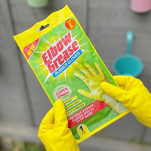Elbow Grease Rubber Gloves - Super Strong Nitrile Blend | Cotton Lined, Non-Slip Grip | Size L (Pack of 1) 2