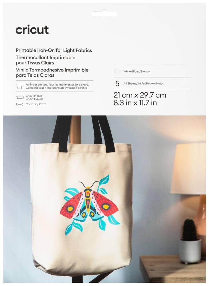 Cricut Printable Heat Transfer Vinyl - 5 Sheets A4 Waterproof HTV for Light Fabrics 1