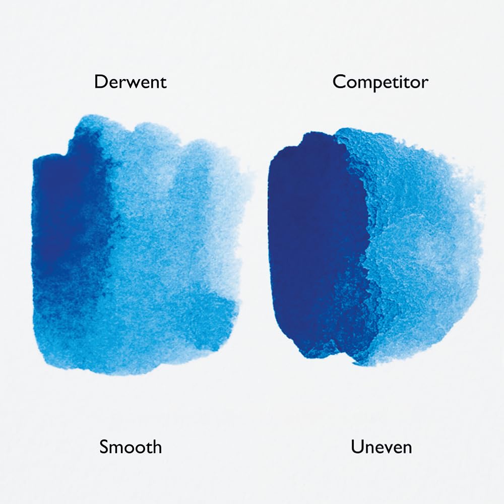 Derwent Watercolour Paint Pan Set - 12 Half Pans | Ultra-Smooth Finish | Includes Waterbrush 7