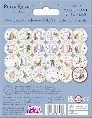 Paper Projects Peter Rabbit Baby Milestone Stickers - 24 Count | Multi Color | Paper Material 3